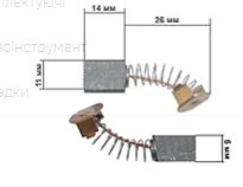 Щетки для электроинструмента 6*11*14 внутренний фиксатор 1рез KOSA S-444636 фото