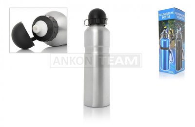 Пляшка для води вело 750ml, алюмінієва, сіра A-012556 фото