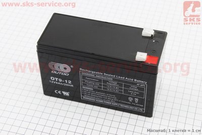 Акумулятор 12V9Ah OT9-12 кислотний (L151*W65*H94mm) для ДБЖ, іграшок та ін. 348061 фото