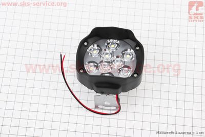 Фара додаткова світлодіодна вологозахисна - 9 LED, (77*64mm) з кріпленням 324495 фото