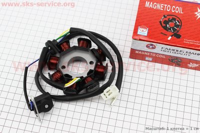 Статор магнето (генератора) Honda WH 100 (8 котушок роз'єм "мама 3 + 1") 347912 фото