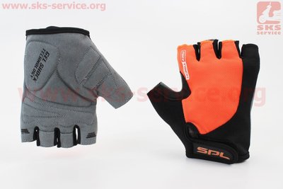 Перчатки без пальців XS чорно-оранжеві, з гелевими вставками під ладонь SBG-1457 408173 фото
