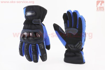 Перчатки мотоциклетні, теплі M-Чорно-Сині 355139 фото