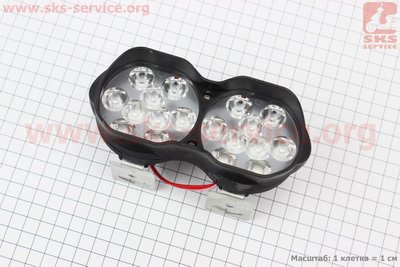 Фара подвійна додаткова світлодіодна вологозахисна - 18 LED, (146*62mm) з кріпленням, тип 1 324496 фото