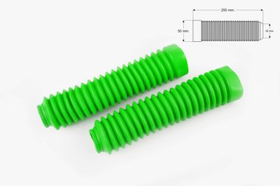 Гофри передньої вилки (пара) універсальні L-250mm, d-30mm, D-50mm (зелені) ZUNA P-6034 фото