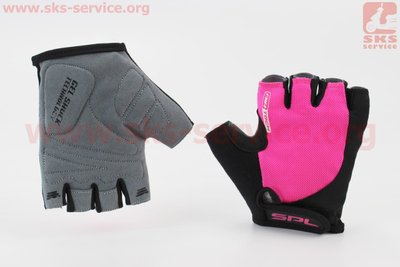 Перчатки без пальців S з гелевими вставками під долоню, чорно-рожеві SBG-1457 408176 фото