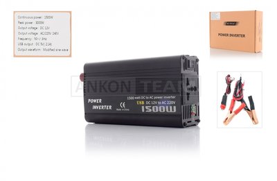 Інвертор AC/DC-12V/220V, 1500/3000W, 1хUSB 2.1А, одна розетка #ATPI-11 A-029783 фото