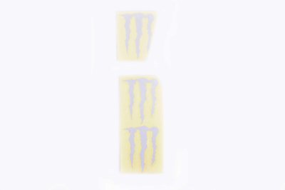 Наклейка логотип MONSTER ENERGY (5x6см, 3шт, срібляста) (#HTC10103) N-646 фото