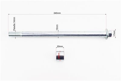 Ось колеса заднего d15mm; L245mm + 1 втулка 508137 фото