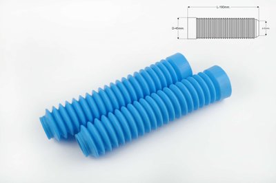 Гофры передней вилки (пара) универсальные L-190mm, d-30mm, D-45mm (голубые) MZK P-2535 фото