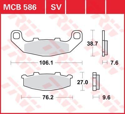 Комплект тормозных колодок TRW MCB586 немецкое качество VL-114876 фото