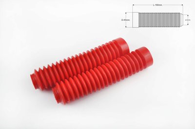 Гофры передней вилки (пара) универсальные L-190mm, d-30mm, D-45mm (красные) MZK P-2541 фото