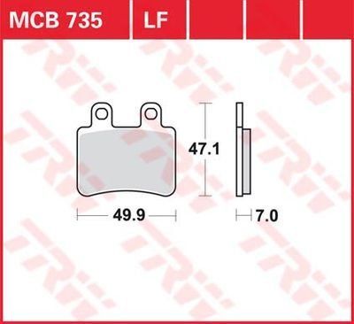 Комплект тормозных колодок TRW MCB735 = MCB735:009 немецкое качество VL-106339 фото