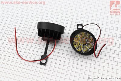 Фара додаткова світлодіодна вологозахисна (65*55mm) - 9 LED з кріпленням під дзеркало, к-кт 2шт 324697 фото