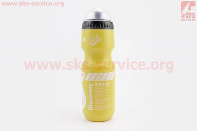 Фляга пластикова 550мл, із захисною кришкою, жовта з малюнком біло-чорним "Trek" 409534 фото