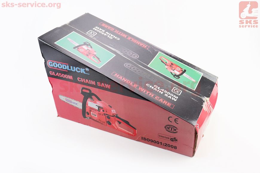 Бензопила GoodLuck GL4500M 45cc (2кВт. шина 18", ланцюг 325-1,5-72зв. коло. зуб) трикутна коробка 201256 фото