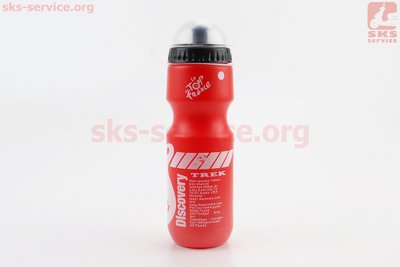 Фляга пластикова 550мл, із захисною кришкою, червона з малюнком білим "Trek" 409531 фото