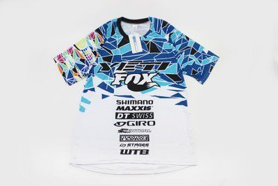Футболка (Джерсі) чоловіча L-(Polyester 80% / Spandex 20%), короткі рукави, вільний крій, біло-синьо-чорна, НЕ оригінал 408148 фото