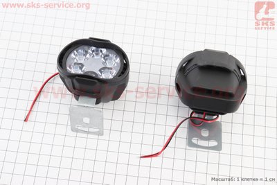 Фара додаткова світлодіодна вологозахисна - 6 LED з кріпленням, к-кт 2шт 64*52мм, тип 1 324738 фото